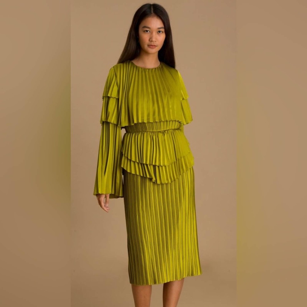 Andrea Iyamah Raffle Pleated Satin Formal Dress